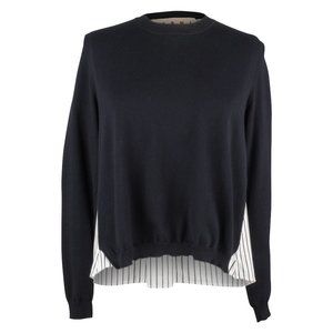 Marni Top Hi Lo Navy Sweater + Pinstriped Cotton Rear Shirt 40 / 6